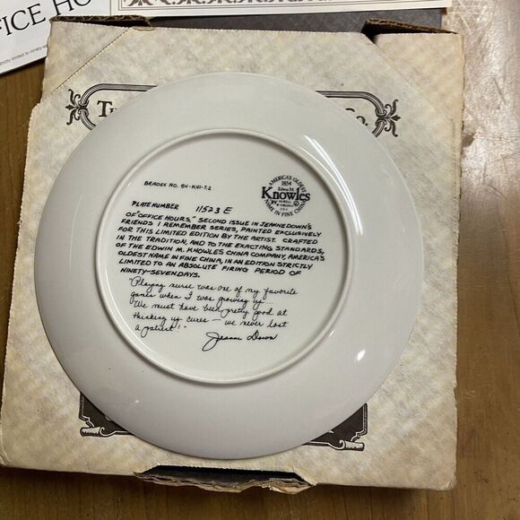 Knowles Fine China Office Hours Vintage Collector Plate Artist Jeanne Down 8.25” - Picture 2 of 6